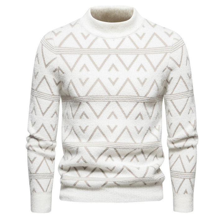 Herrer geometrisk mønstret ståkravepullover Stilla