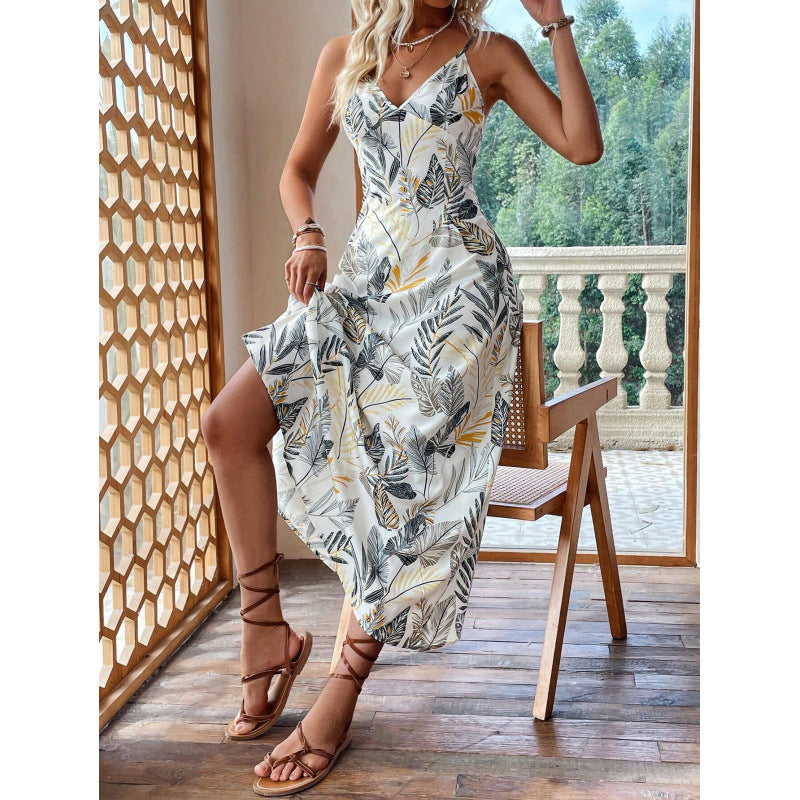 Dame Elegante Floral Print Maxi Kjole Stilla