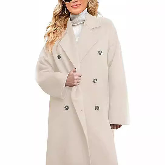 Dame elegant trenchcoat med dobbelt knappelukning og rummelig skæring Stilla
