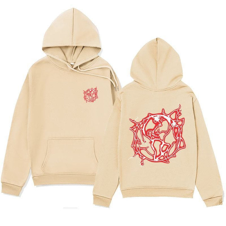 Kvinders hoodie sweatshirt med kunstnerisk grafisk print og praktisk kængurulomme Skovae