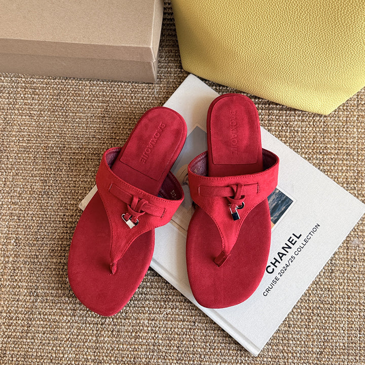 Femme Luksuriøse Suede Tå-stav Sandaler med Elegant Spænde Stilla