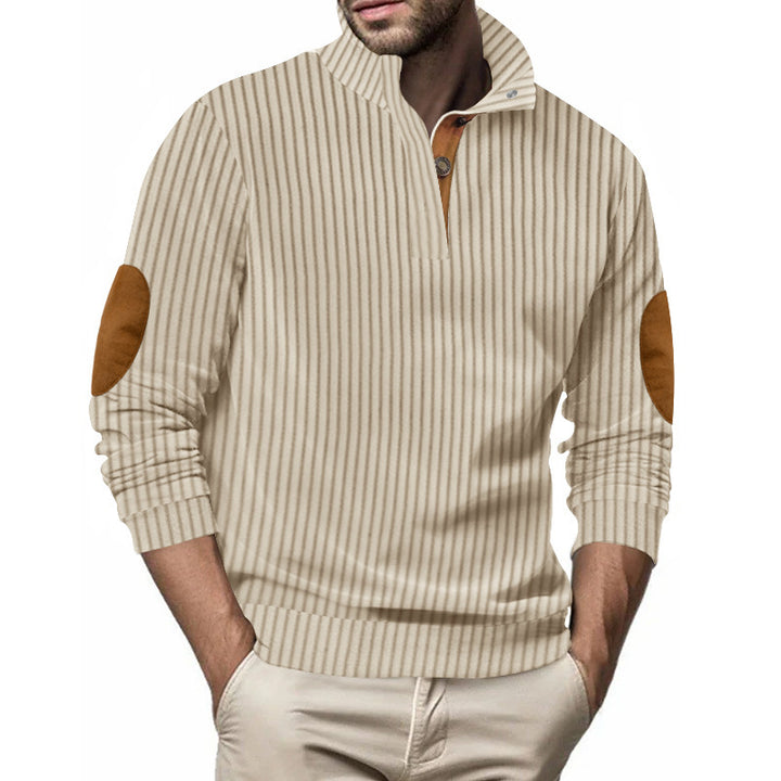 Herrer elegant sweater med ståkrave og kontrastknapper Stilla