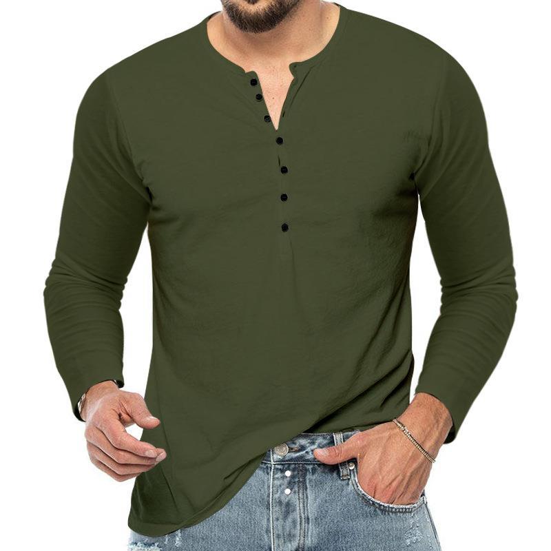 Herrer langærmet Henley-T-shirt lavet af kvalitetsbomuld Stilla