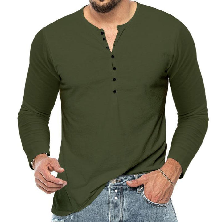 Herrer langærmet Henley-T-shirt lavet af kvalitetsbomuld Stilla