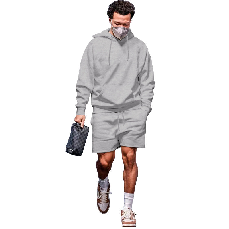 Herre afslappet hoodie- og shorts-sæt i åndbart materiale med praktiske lommer Stilla