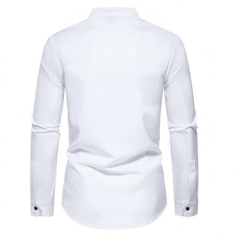 Herrer Contemporary Mandarin Krave Skjorte Stilla