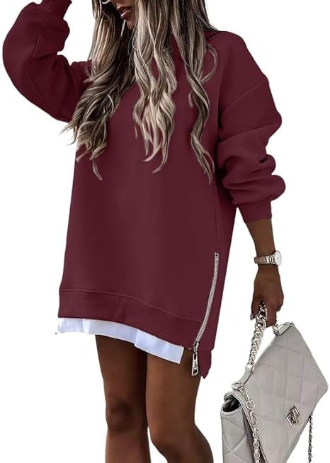 Dame casual sweatshirt med side lynlås og oversized pasform Stilla
