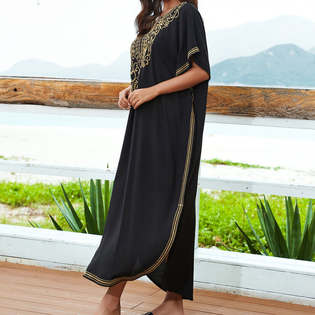 Dame Kaftan med kunstnerisk broderi og rummeligt snit Stilla