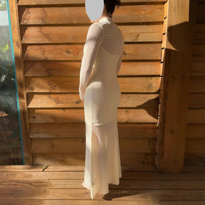 Dame maxikjole med elegant spidstop og figursyet snit Stilla