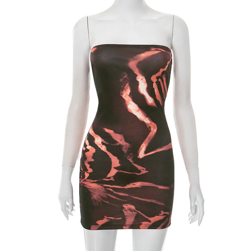 Dame Strapless Minikjole med kreativ ombre og tætsiddende snit Stilla