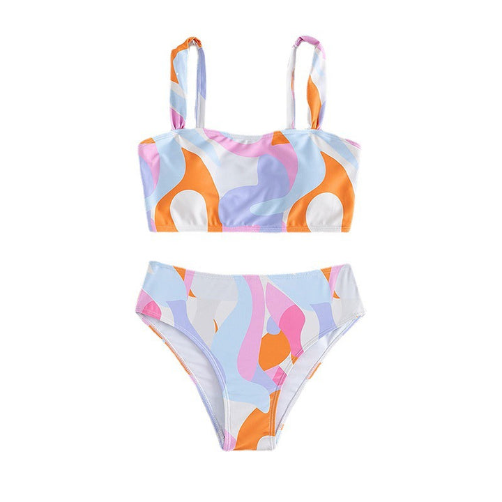 Dame Bikini-sæt med moderne firkantet mønster Skovae
