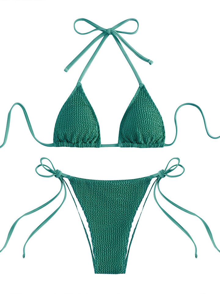 Dame Triangel-Bikini med rynker og justerbare stropper Stilla