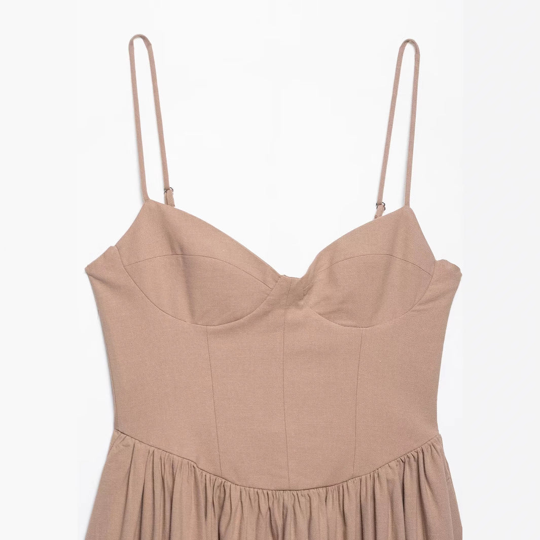 Dame Strapless A-linje Maxikjole med Struktureret Overdel Stilla