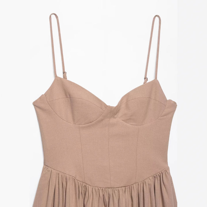 Dame Strapless A-linje Maxikjole med Struktureret Overdel Stilla