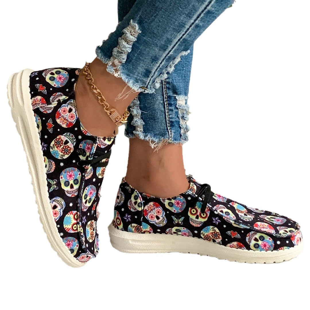 Dame Slip-On Sneakers med blomstret leopardprint og elastisk indtræk Stilla