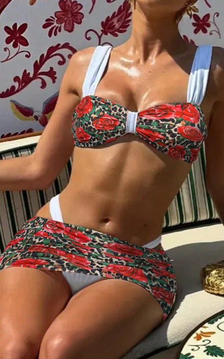 Dame Bikini-sæt med blomsterdesign Skovae