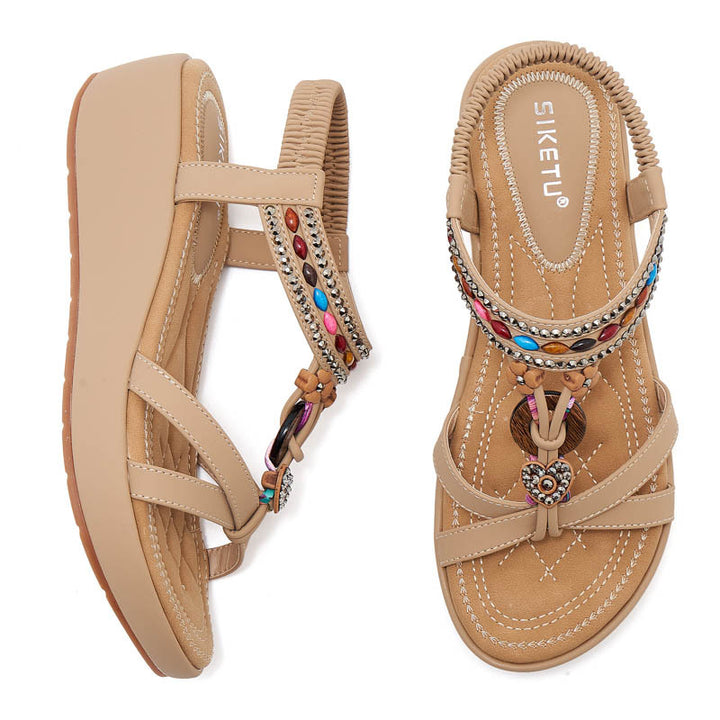Dame Komfortable Wedge sandaler med dekorative accenter Stilla