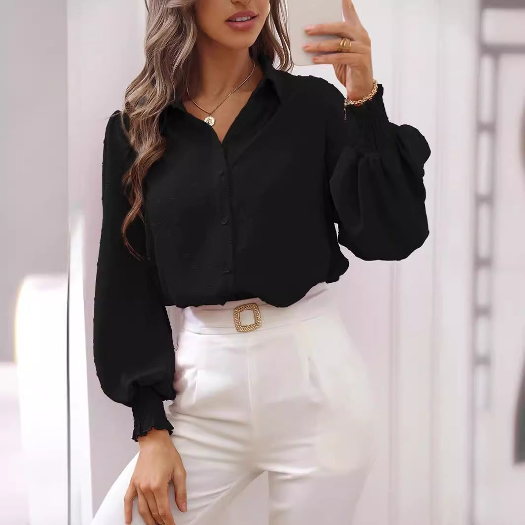 Dame modebluse med puffærmer Stilla