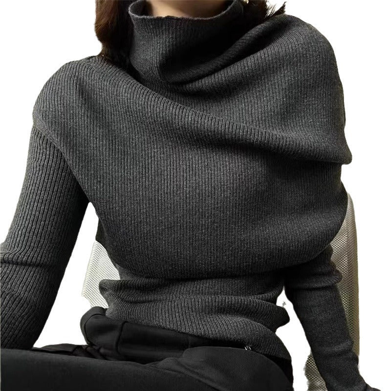 Kvinder elegant turtleneck sweater med asymmetrisk skæring Stilla