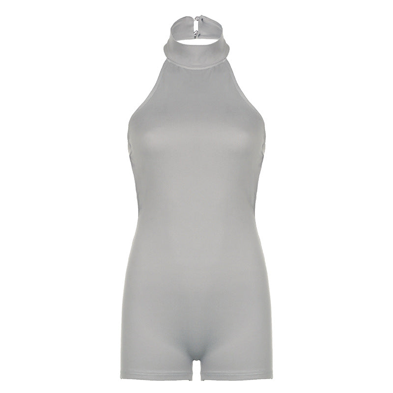 Dame tætsiddende jumpsuit med høj krave og lynlås Skovae