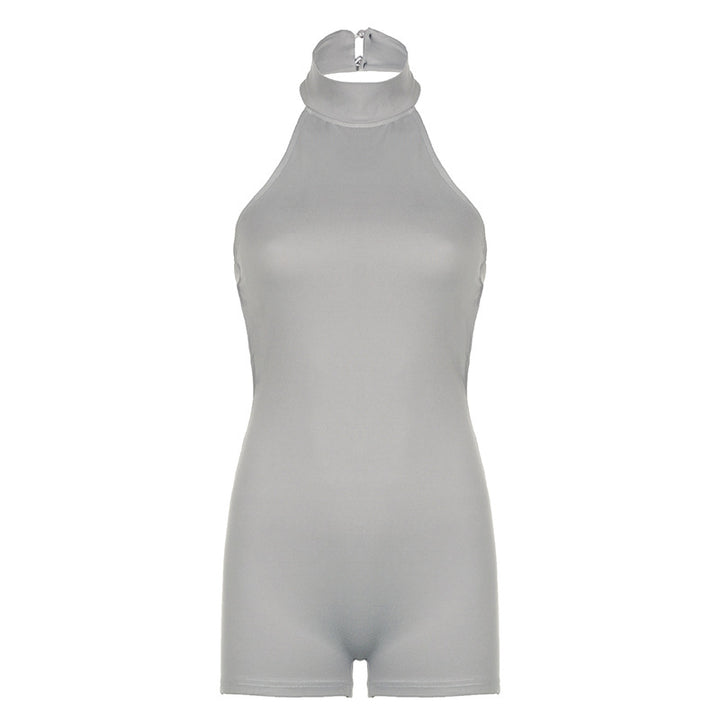 Dame tætsiddende jumpsuit med høj krave og lynlås Skovae