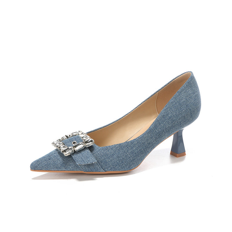 Dame Elegante Satin Pumps med Dekorativt Spændelement Stilla