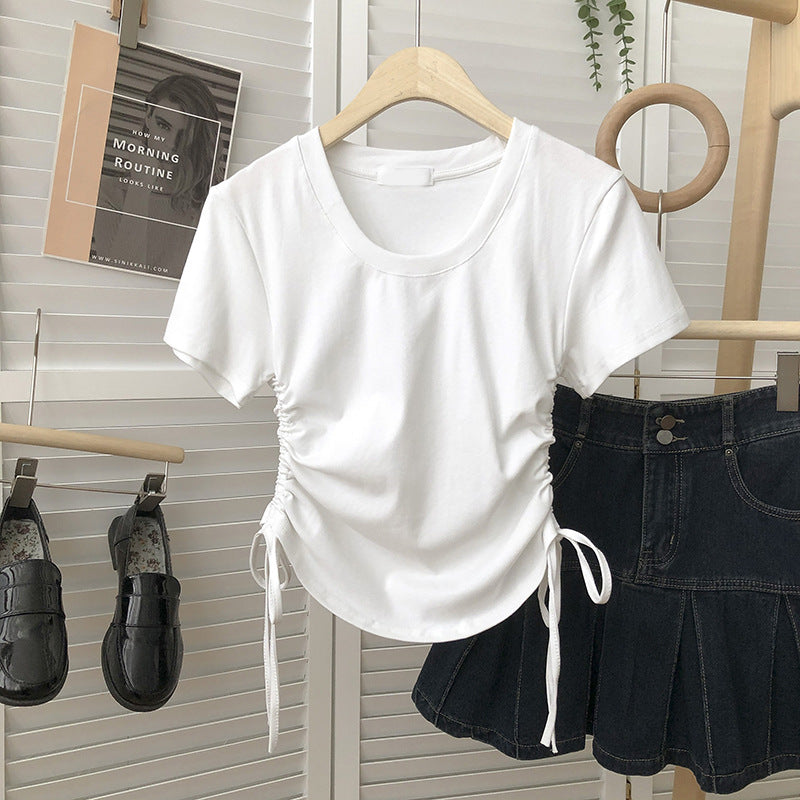 Femme Rynkning Sidebinding T-Shirt Stilla