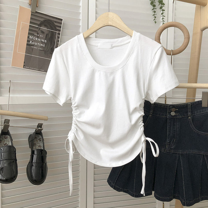 Femme Rynkning Sidebinding T-Shirt Stilla