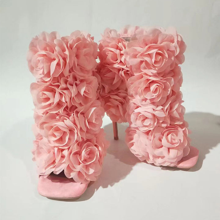 Damer Floral Pyntet Stiletto Støvler Stilla