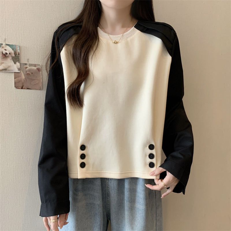 Femme Cropped Button-Front Top med kontrastærme-detalje Stilla