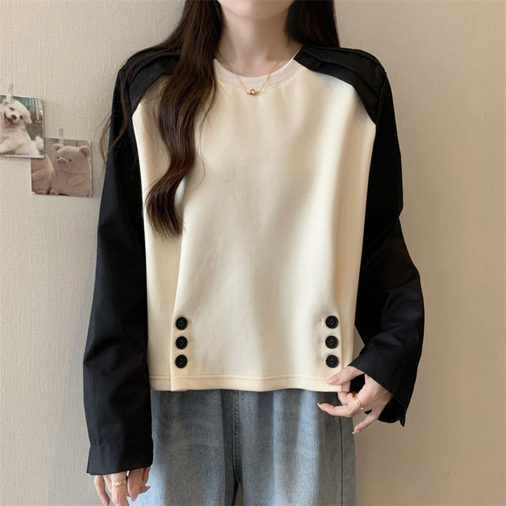 Femme Cropped Button-Front Top med kontrastærme-detalje Stilla