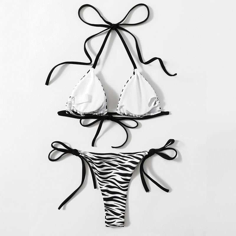 Dame trekantskåret zebra-mønster bikini-sæt Stilla