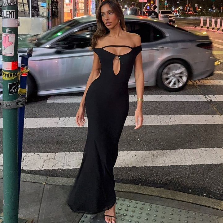Dame Elegant Wrap Kjole med Off-Shoulder Design og Split Ryg Skovae
