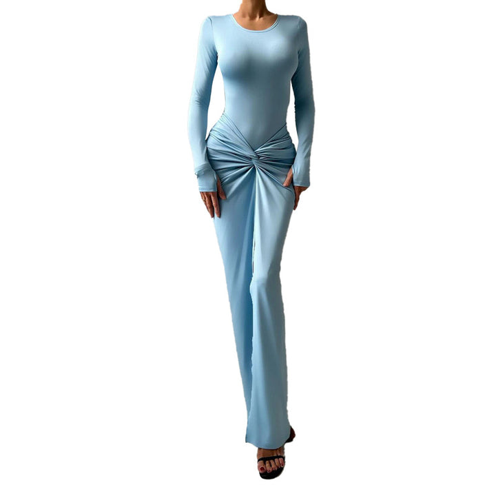 Damer elegant Maxikjole med figurformende snit og raffineret drapering Stilla