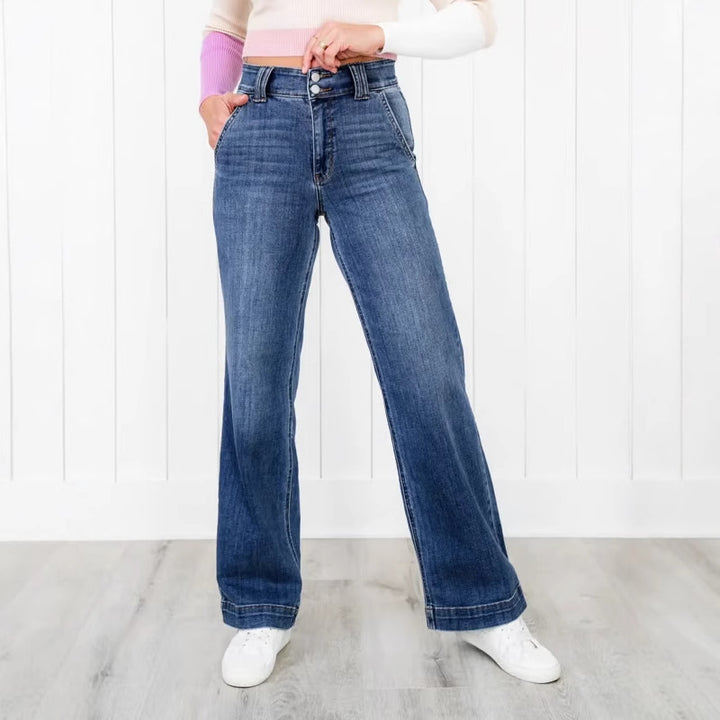 Kvindernes brede højtaljede jeans med komfortabel pasform Stilla