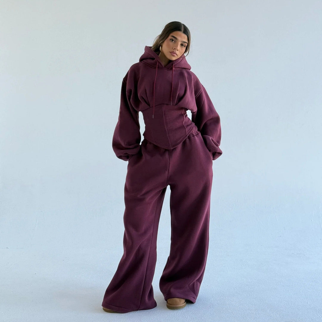 Kvinders Oversized Hoodie og Bred Bukser Sæt Chic & Stilfuld