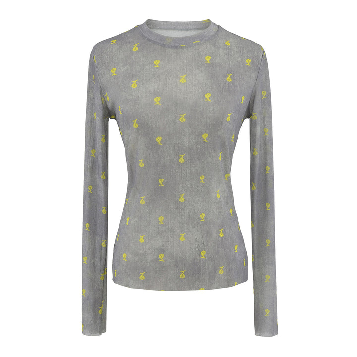 Dame langærmet t-shirt med blomsterprint og blødt indvendigt materiale Stilla