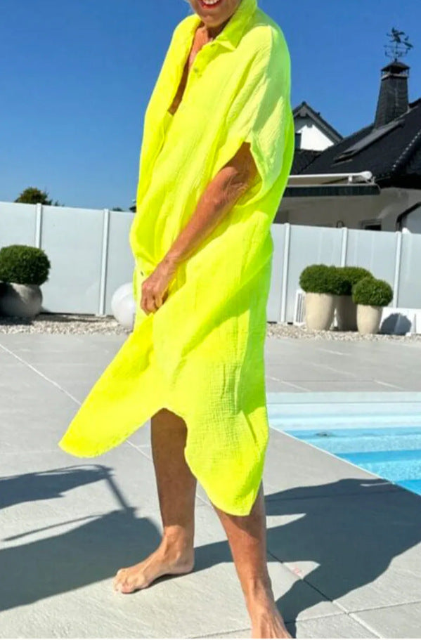 Damer Let bomulds Button-Up overkjole Stilla