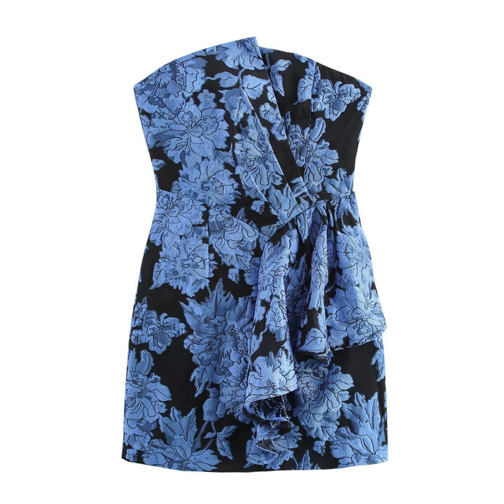 Femme Asymmetrisk Floral Wickel-Mini-Kjole Stilla