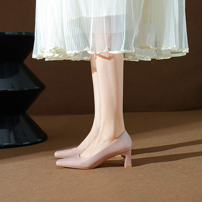 Dame Chunky Block-hælsko med elegant glansfuld finish Stilla