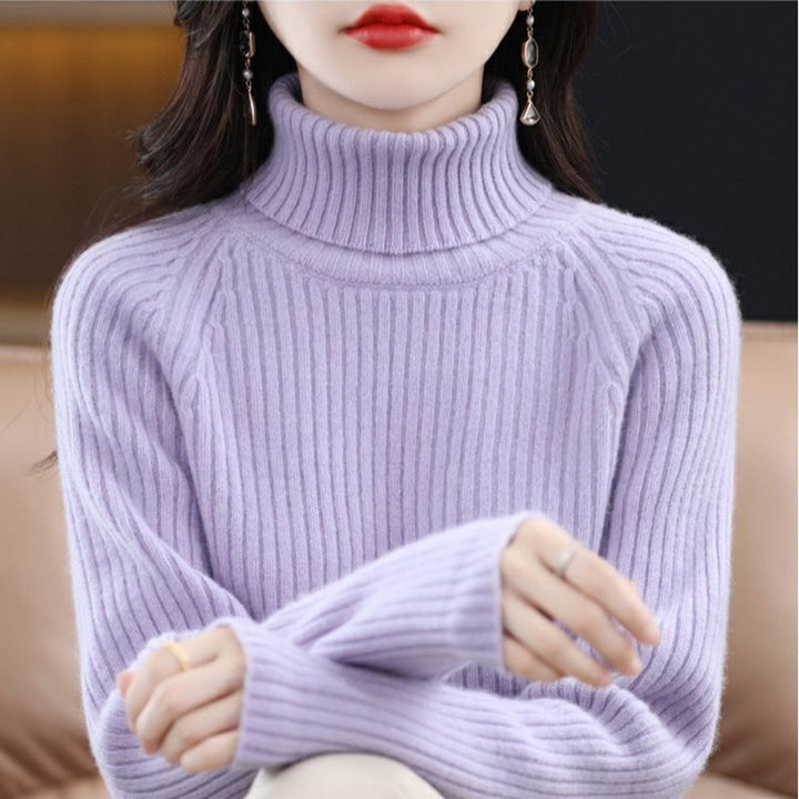 Kvinders hyggelige rullekrave sweater med ribbet tekstur Stilla