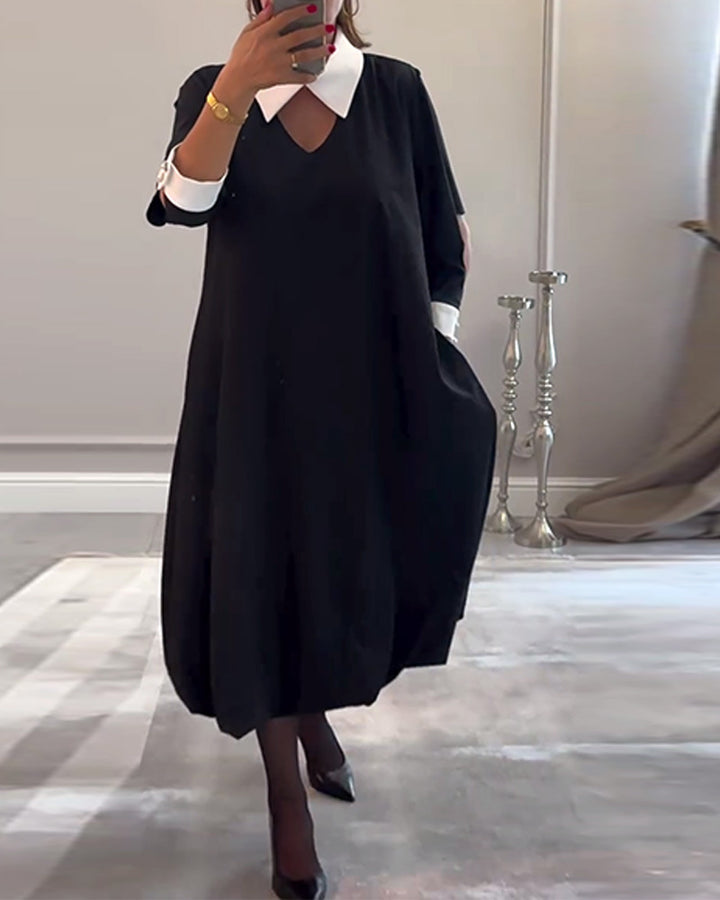 Dame Oversized Kjole med kontrasterende Krave Stilla