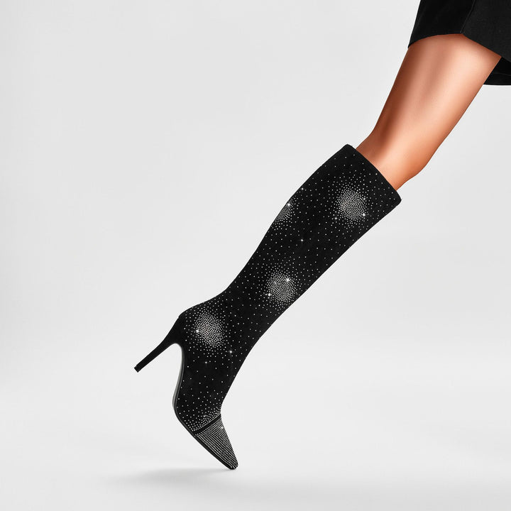 Femme High-Stiletto Krystal-Belagte Over-the-Knee Støvler Stilla