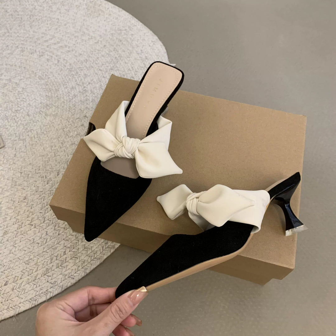Dame elegante spidse Mules med sløjfeaccent Stilla