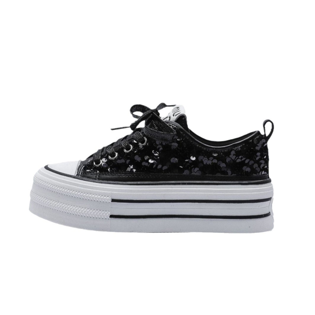 Dame Mode Plateausneakers med glitrende overmateriale Stilla
