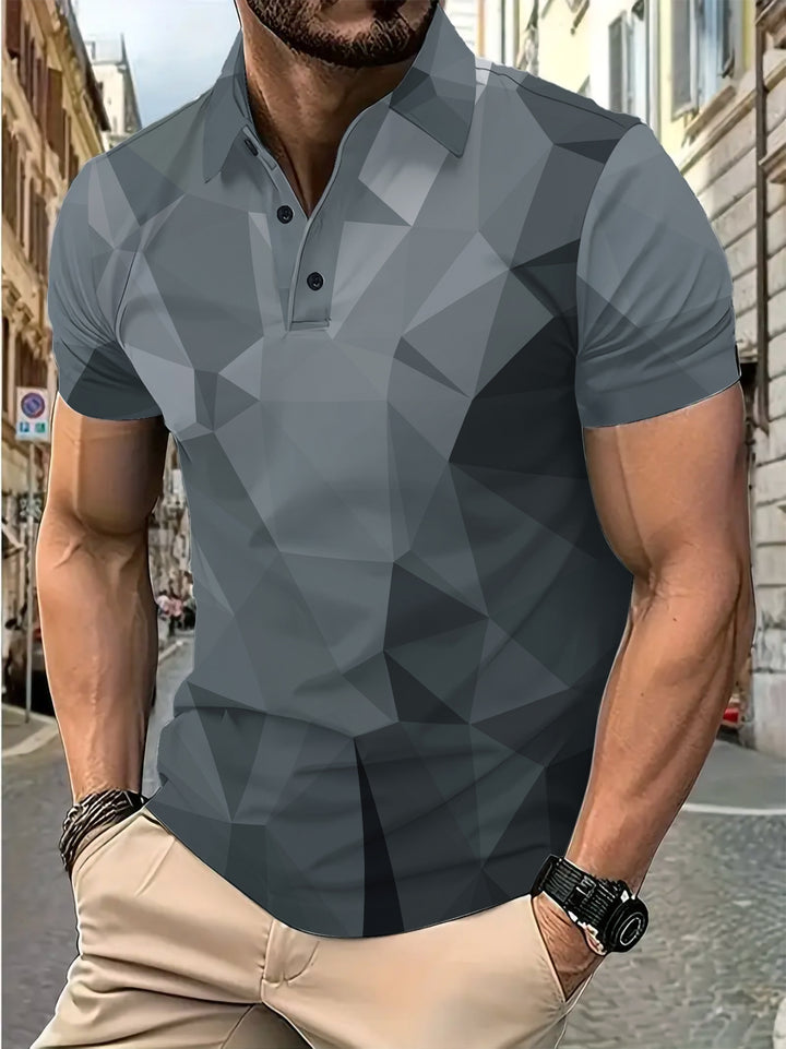 Herrer poloshirt med moderne 3D-trekant design Stilla