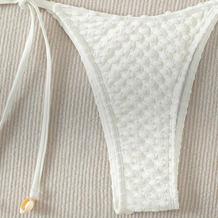 Dame triangel-bikini med elastisk design og raffinerede bindebånd Skovae
