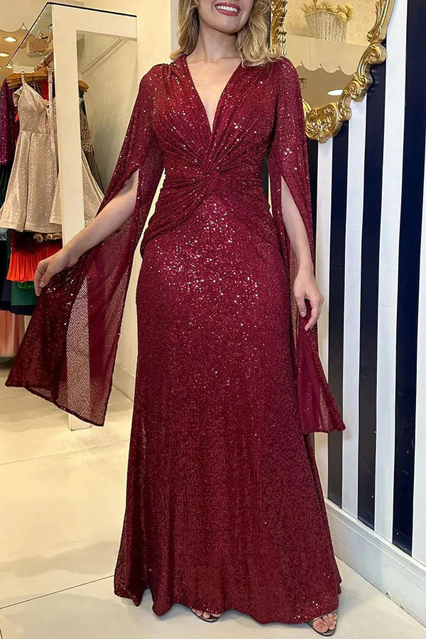 Dame Glamourøs Aftenkjole med side Drapering og elegante Flæsekanter Stiila