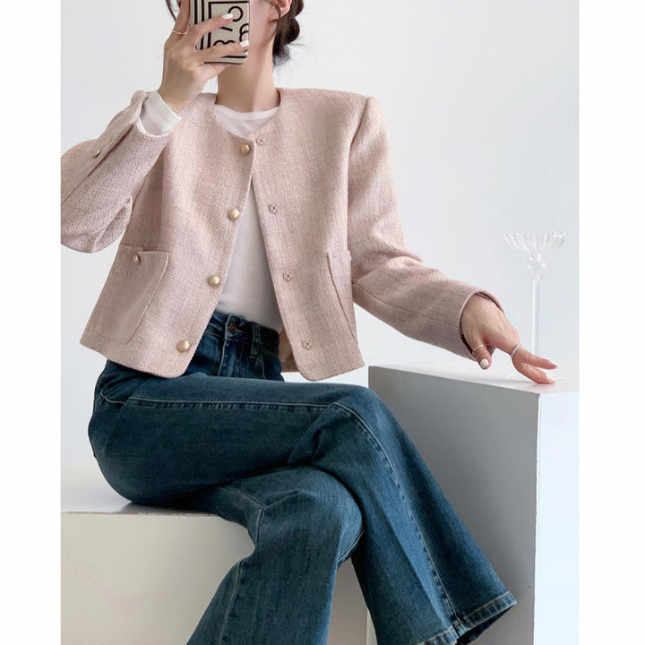 Femme Elegant Tekstureret Boucle Jakke Stilla