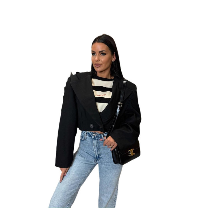 Damer Cropped Blazer med oversized snit og klassisk revers Stilla